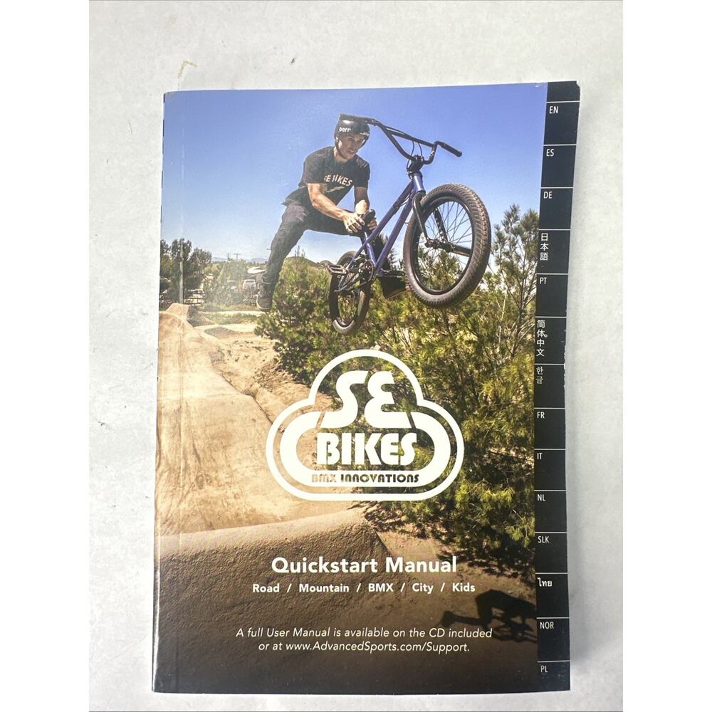 SE BIKES BMX Quick Start Owners Manual 2017 With CD. 2017-2022 Manual Book